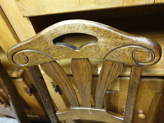 Image 1 of 6 eiken eetkamer stoelen 