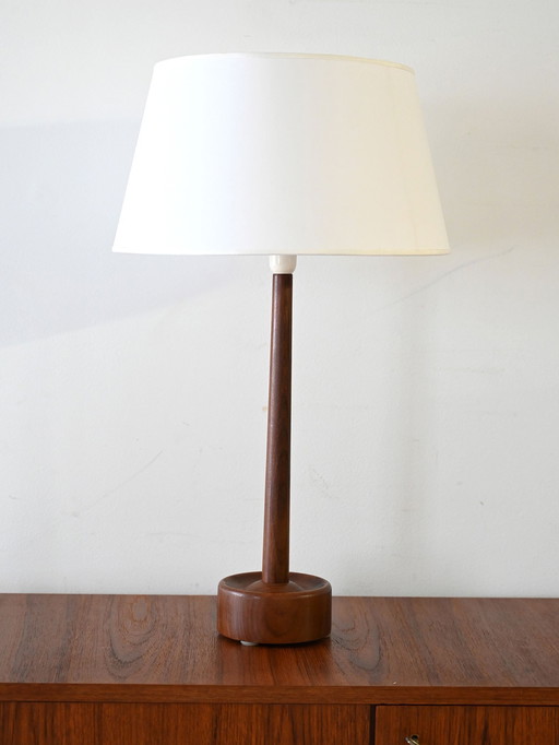 Lampe de table en teck tourné danoise des années 1950/60