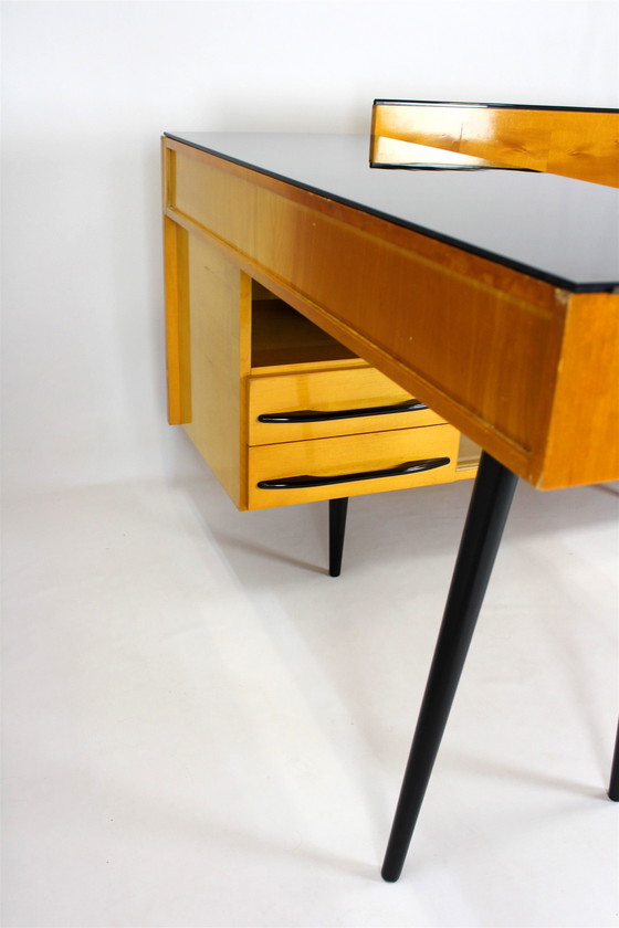 Image 1 of Modular Desk Set With Black Glass Top By Mojmir Pozar, 1960S, Set Of 3