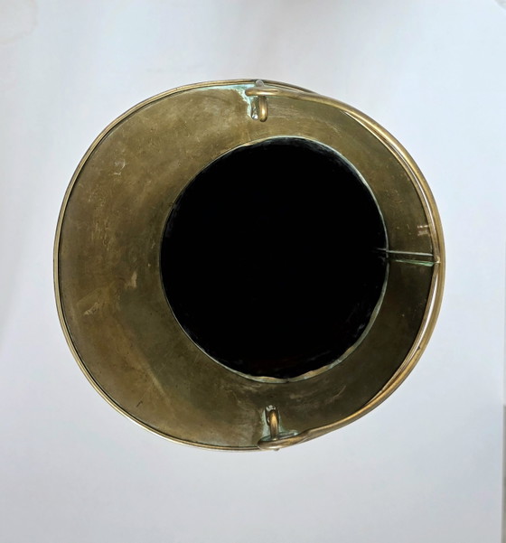 Vintage Nederlandse paraplubak en plantenbakset van koper en messing - Delftsblauwe handgrepen – Copper (photo 6 of 12)