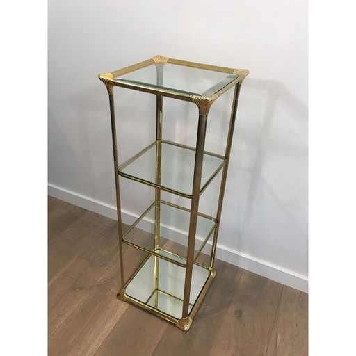 Vintage gold-plated Hollywood Regency 3-tier shelf, 1970