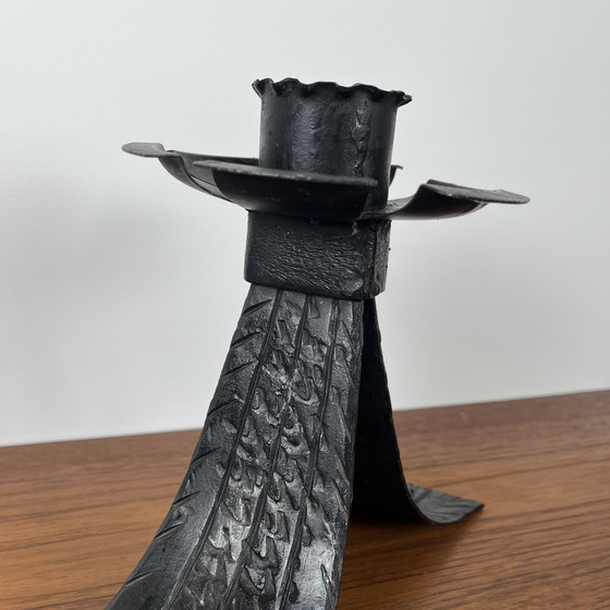 Image 1 of Schwarzer schmiedeeiserner Kerzenständer, 1960er/70er Jahre