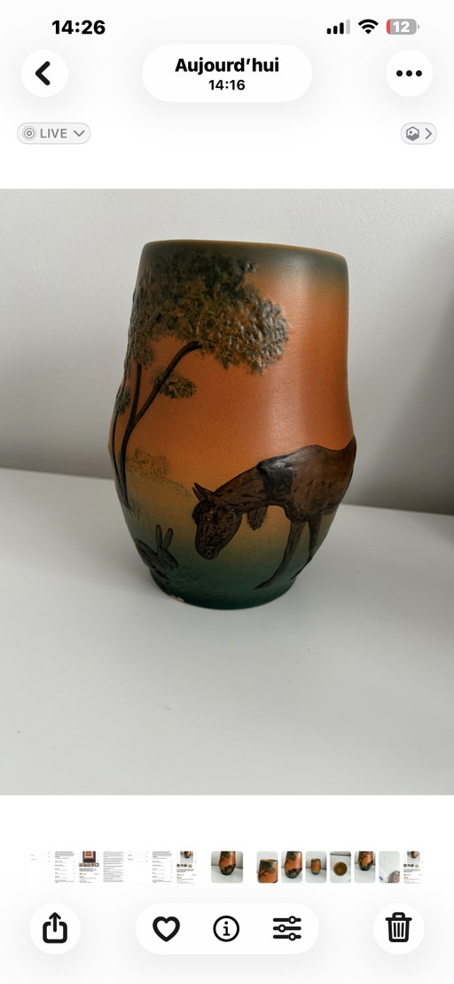 Jarrón danés de cerámica Art Nouveau - P. Ipsens Enke 1909 J. Steenstrup