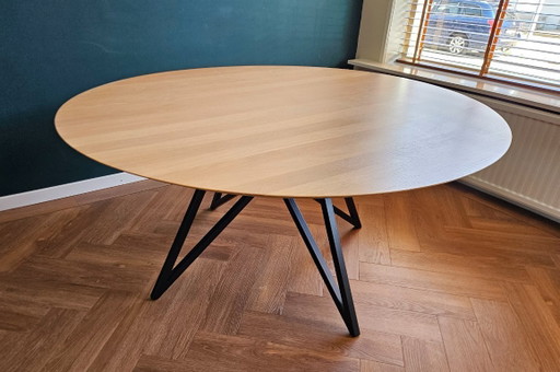 Studio Henk Round Dining Table 160cm Oak with Black Metal Butterfly Base