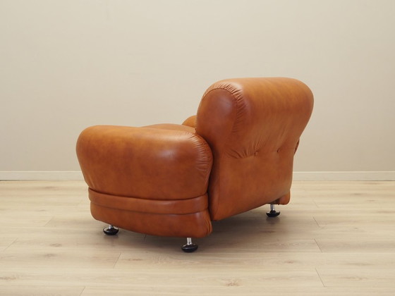 Image 1 of Fauteuil en cuir, design italien, années 1970, production : Italie