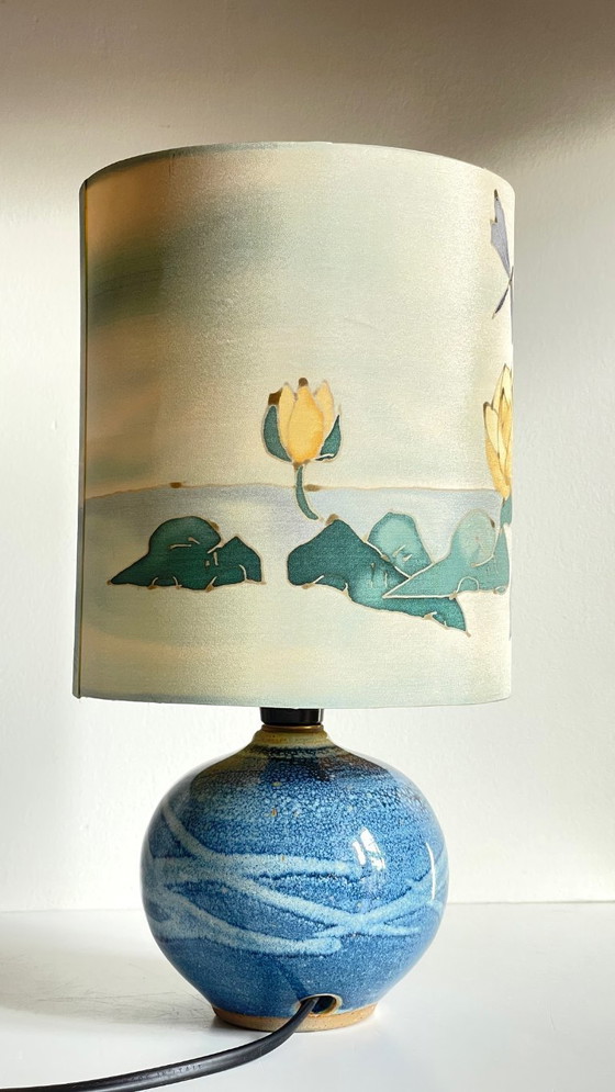 Image 1 of Vintage Ceramic and Silk Lamp