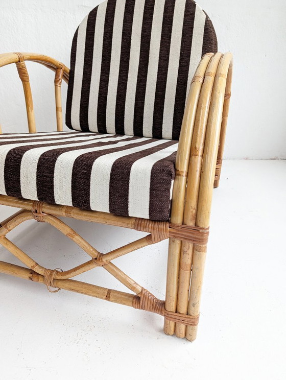 Rattan Pencil Reed Lounge Chair 1960s, Armchairs, Beige (photo 4 of 6)
