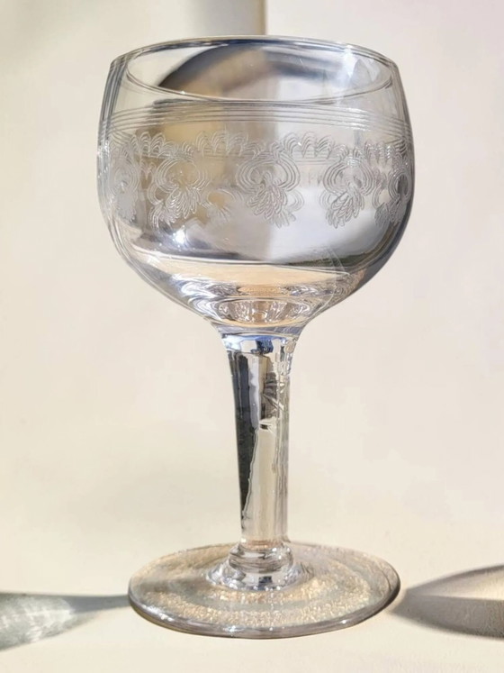 9 guilloché wijnglazen, begin 20e eeuw. – Glazen & Karaffen, Crystal, Glass (photo 4 of 9)