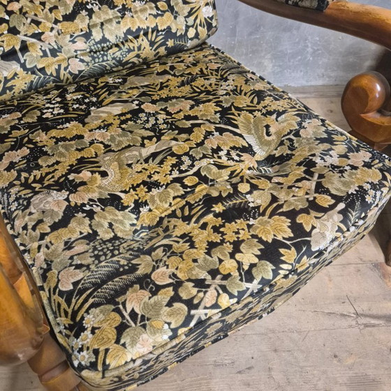 Image 1 of Paire de fauteuils en bois à accoudoirs incurvés, Tchécoslovaquie, années 1940-1950