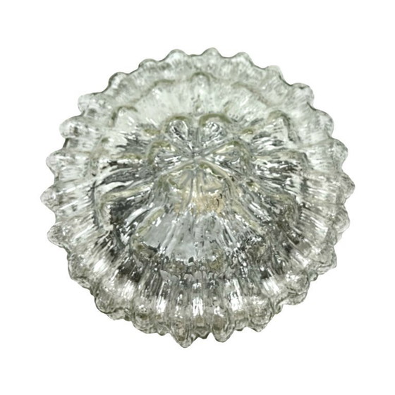 Image 1 of Lámpara de techo de cristal, aplique de pared RZB 32310 con motivo floral / Cristal de hielo, Alemania, década de 1970.