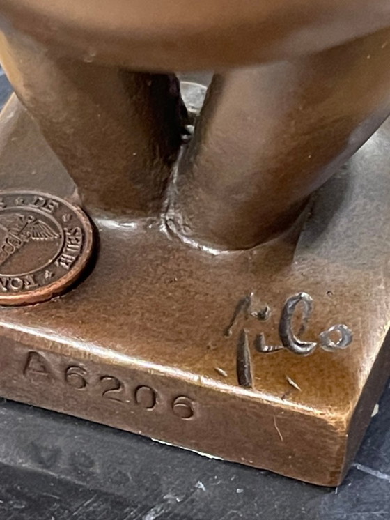 Image 1 of Modernist bronze sculpture – Stylized female figure in balance – Signed Milo