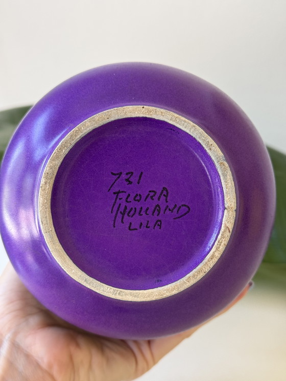 Image 1 of Vintage Flora Gouda Vase Lilac Decor, 60s/70s Ceramic
