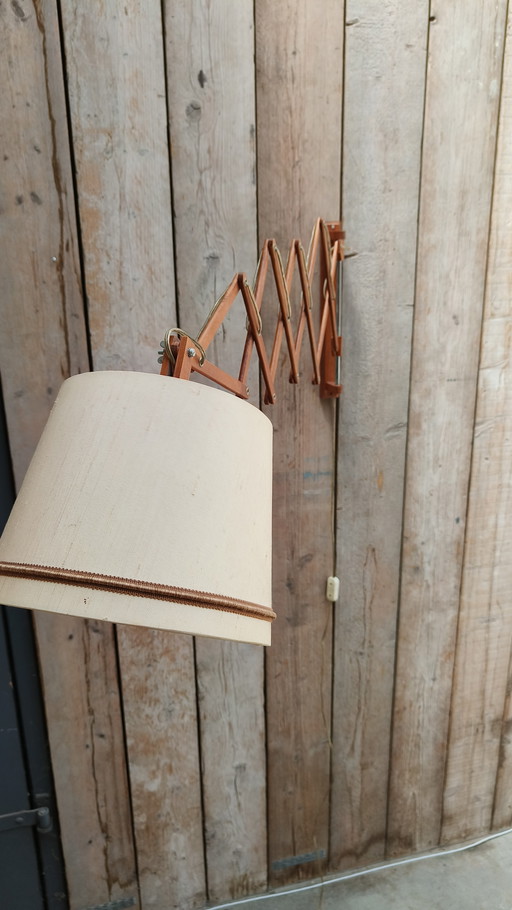 Vintage Design Skandinavisches Teakholz 1950er Scherenlampe