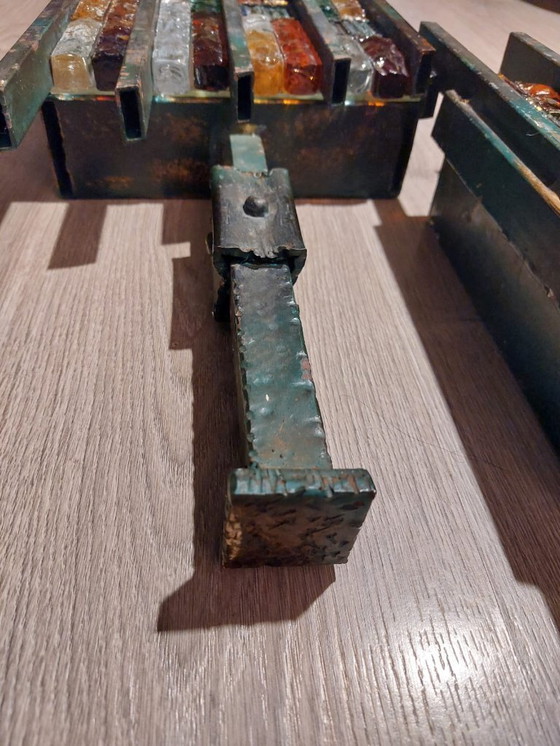 Image 1 of Een paar brutalistische wandlampen van Murano-glas uit de jaren 1960.