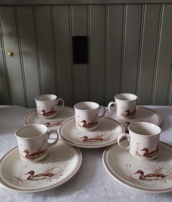 5 kleine vintage aardewerken bordjes en mokken met CHURCHILL eendjes. – Servies, Ceramic (photo 3 of 17)