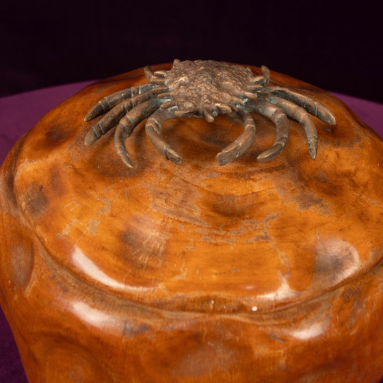 Aldo Tura gesneden perenhouten doos met deksel en bronzen krab 1940 – Schalen (photo 15 of 20)