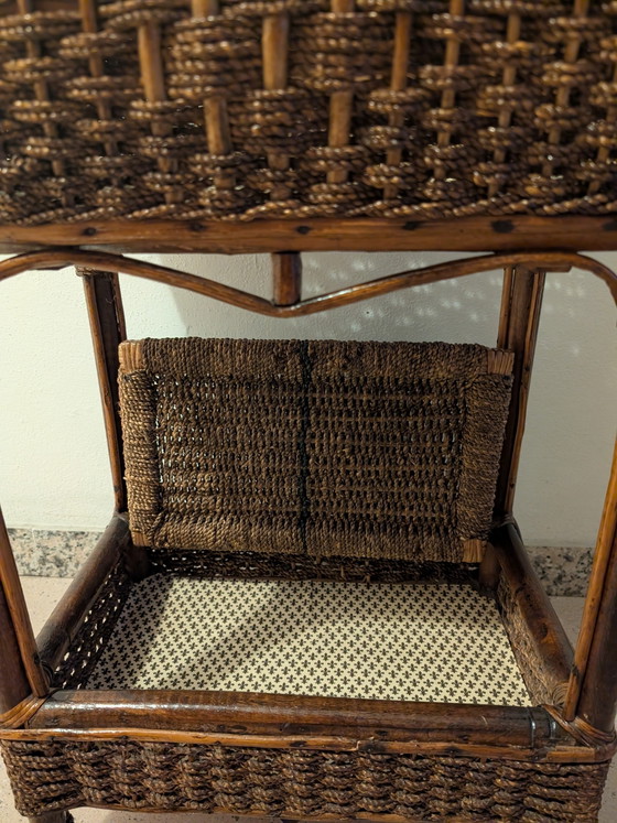 Image 1 of Vintage Bamboo and Woven Wicker Cabinet – 1960s/70s Boho Chic