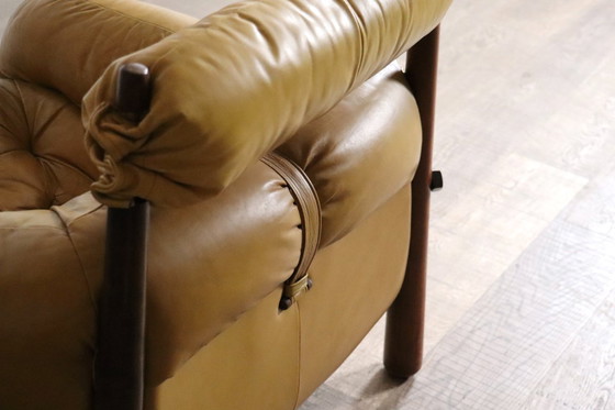 Image 1 of Percival Lafer MP-81 lounge chair in Yellow leather, Brazil 1970s