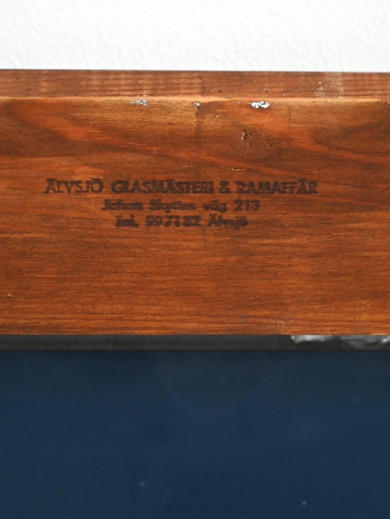 Image 1 of Scandinavian Mirror with light-blue leaded-glass frame