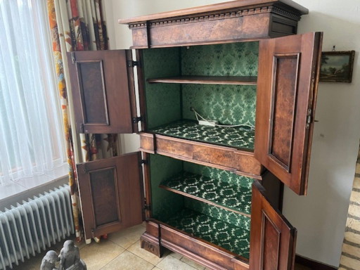 Italiaanse notenhouten broodkast – wandkast, Wood, Textile (photo 2 of 14)