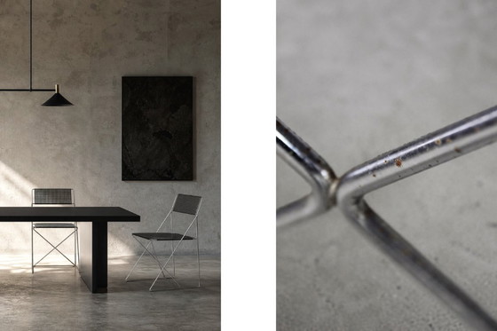 Image 1 of Vintage minimalistische metalen X-Line stoelen van Niels Jørgen Haugesen voor Hybodan, jaren 70, set van 4