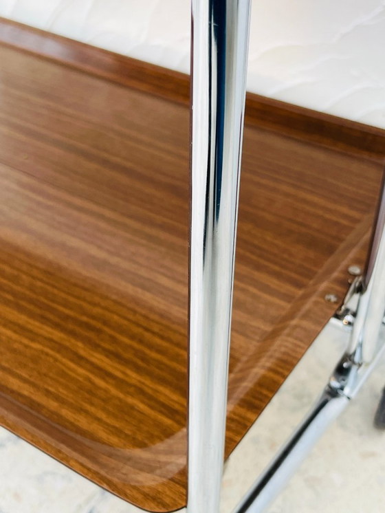 Image 1 of Carrello di servizio pieghevole vintage in cromo e laminato