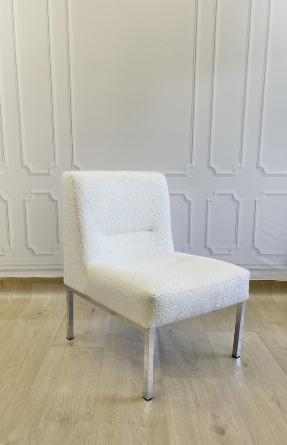Image 1 of Coppia di poltrone lounge vintage in bouclé bianco – design anni '70