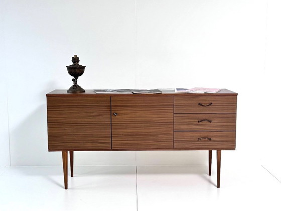 Credenza Vintage Mid-Century, Impiallacciatura Noce, anni '60, Credenze, Legno, Marrone, Mid Century Modern (foto 2 di 15)