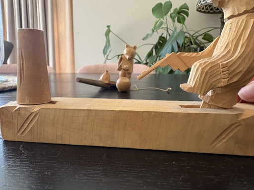 2 antieke handgesculpteerde speelgoedberen USSR