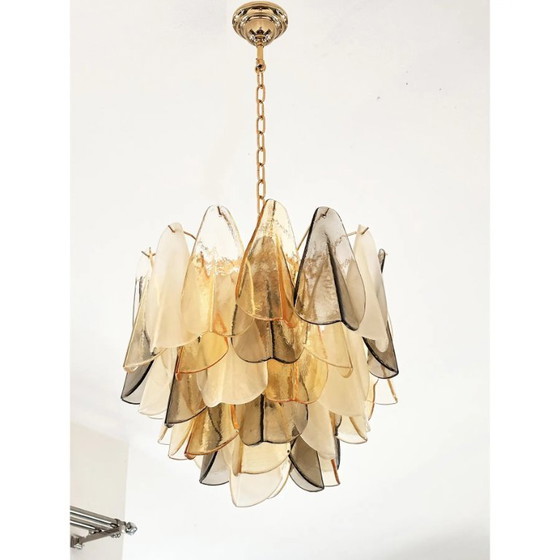 Image 1 of Contemporary Modern Multicolor Amber "Rondini" Murano Chandelier by Simoeng