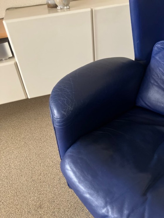 Image 1 of The Sede DS 23 wing chair in blue leather
