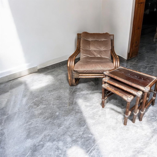 Poltrona relax vintage in rattan