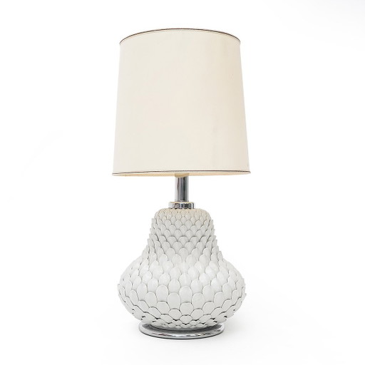 Weiße Keramik-Tischlampe "Artischocke", 1970er Jahre