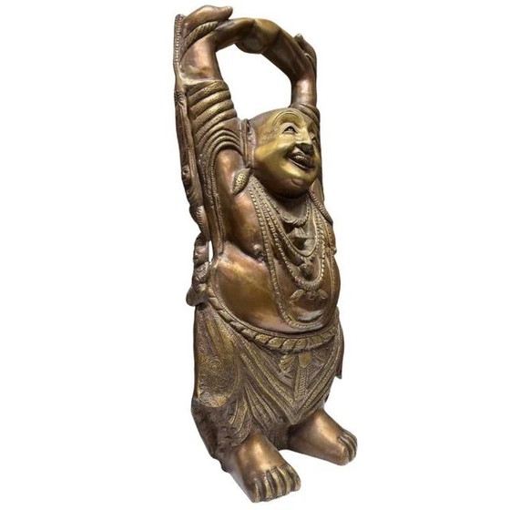Large Bronze Budai (Laughing Buddha) – Children Figures & Rich Patina – 46 cm – 8.8 kg – Sculpture (photo 2 of 10)