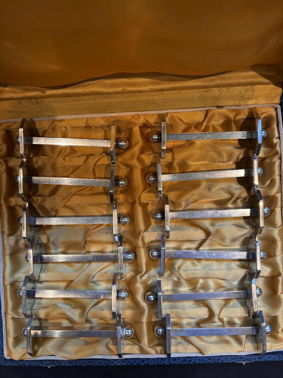 Image 1 of Poggiacoltelli Art Déco in argento placcato - Set da 12 - Francia anni '30