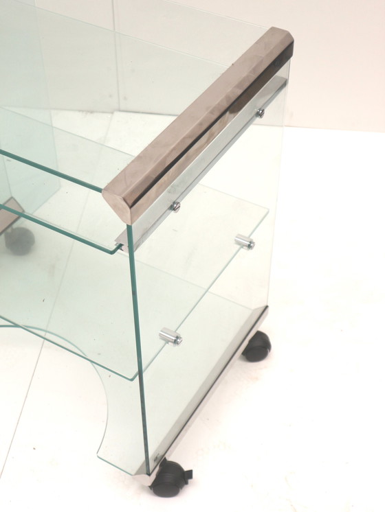 Image 1 of Scrivania direzionale di design italiano / Scrivania in vetro di sicurezza progettata da Pierangelo Gallotti per Gallotti &amp; 