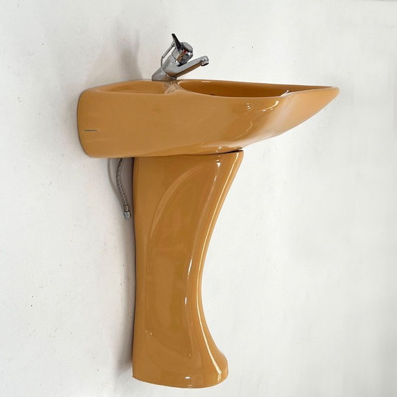 Image 1 of Lavabo sur pied couleur moutarde de Luigi Colani pour Villeroy & Boch, années 1960