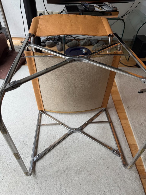 Image 1 of Zanotta April folding chairs, Gae Aulenti, leather, pair