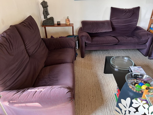 2 Cassina Maralunga Tweezits Banken – 2 zitsbanken, Textile