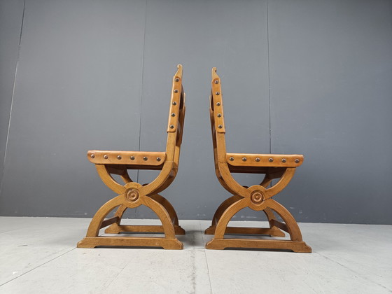 Image 1 of Chaises de salle à manger espagnoles en cuir, 1960S