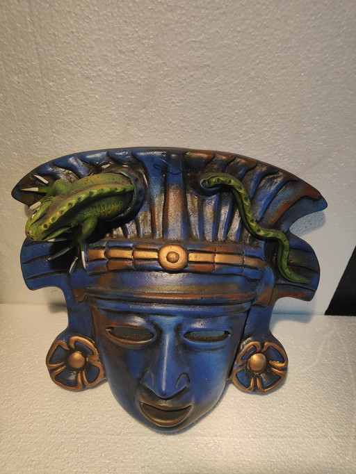 Maya masker, Maya-/Azteekse kunst, 3D-keramiek, handgemaakt