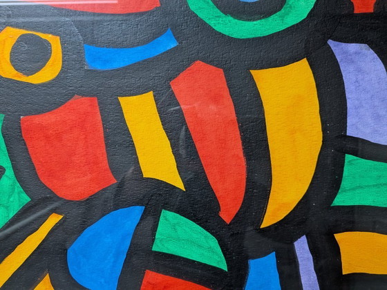 Image 1 of Paisaje vivo - acrílico sobre papel - enmarcado