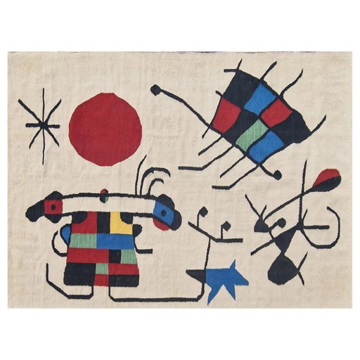 Joan Miró De glimlach van flamboyante vleugels Handgeweven wandtapijt | Wol op katoen (218 x 152 cm)