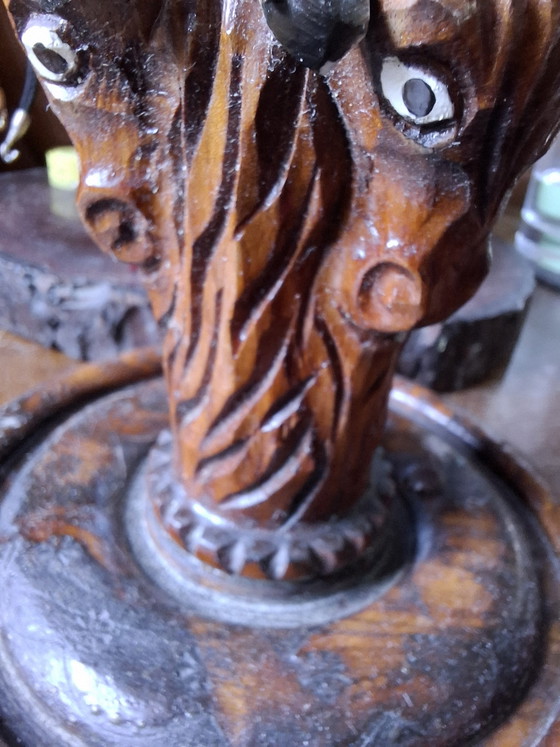 Antique Romanian Art Deco Hand-Carved Wooden Smoking Valet & Match Holder (c. 1930s) – Decorative Objects (photo 10 of 11)
