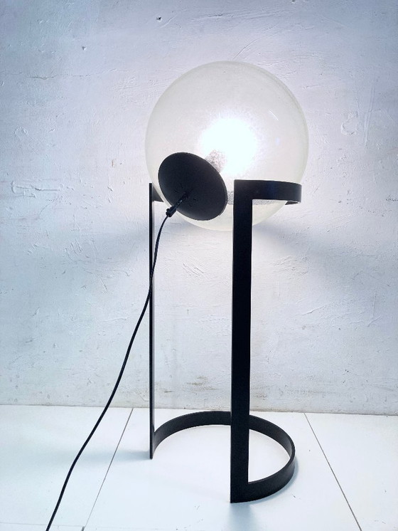 Image 1 of Space Age floor lamp, globe lamp, glass and metal, 70s design