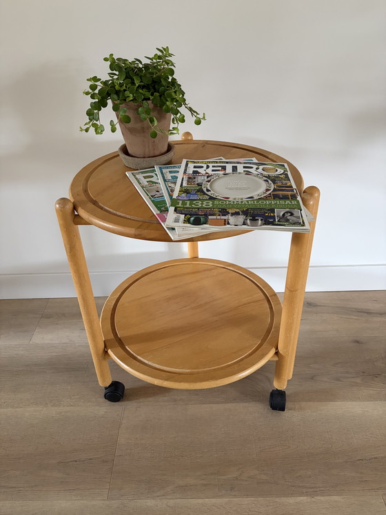 Image 1 of Inklapbare vintage Deense trolley “Lazy Susan” 