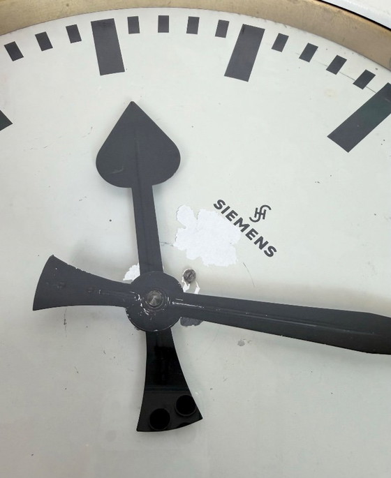 Image 1 of Large White Industrial Factory Wall Clock from Siemens, 1950s