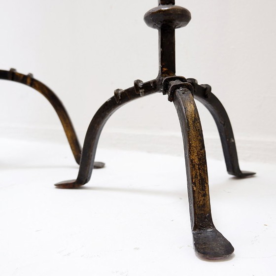 Image 1 of Set of 3 brutalist tripod candlesticks/candle holders in wrought iron