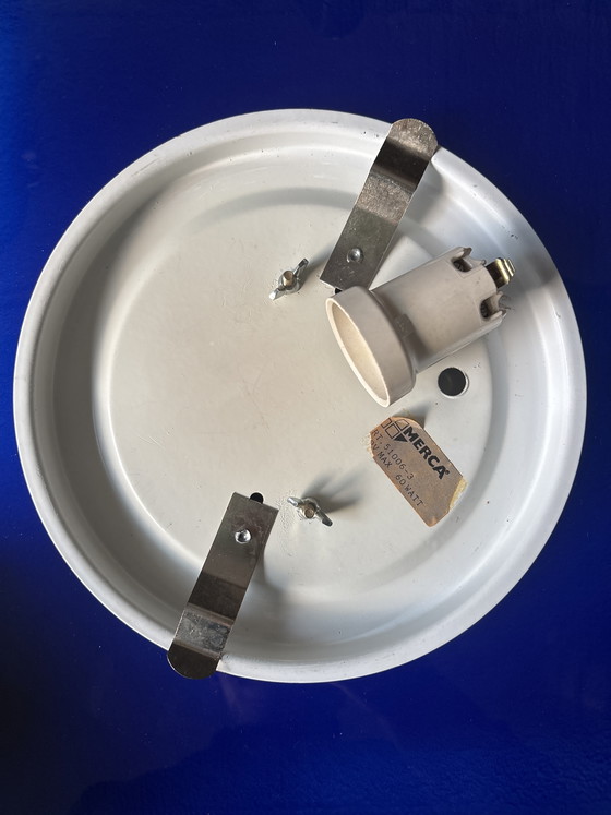 Image 1 of Paire de plafonniers en verre postmodernes, bleu cobalt et blanc opale – années 1980