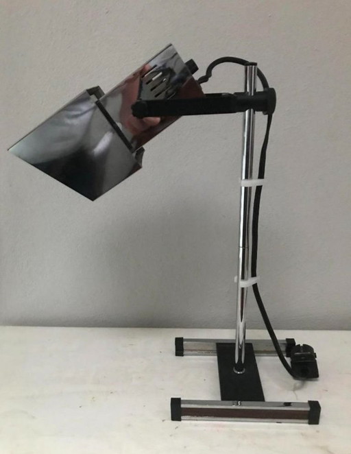 Chrome-plated desk lamp, postmodern by Robert Sonneman